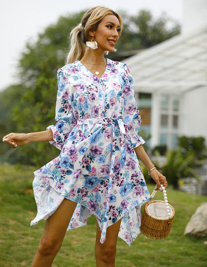 Women Summer Half Sleeves Mini Dresses-STYLEGOING