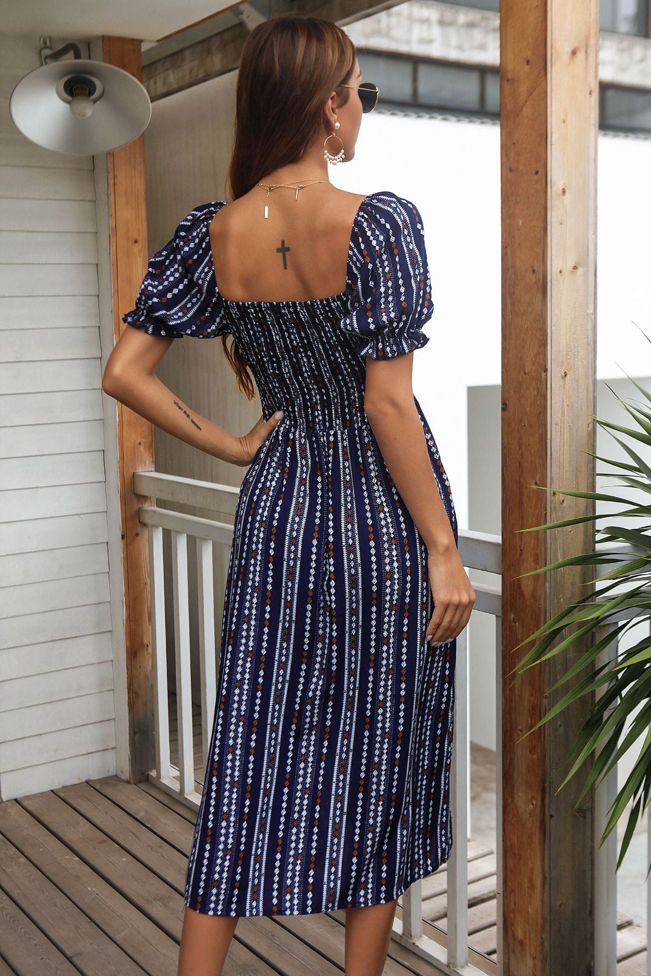 Summer Puff Sleeves Cotton Women Dresses