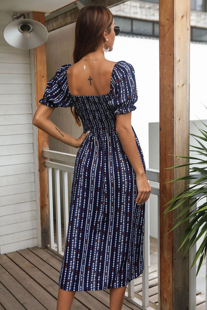 Summer Puff Sleeves Cotton Women Dresses