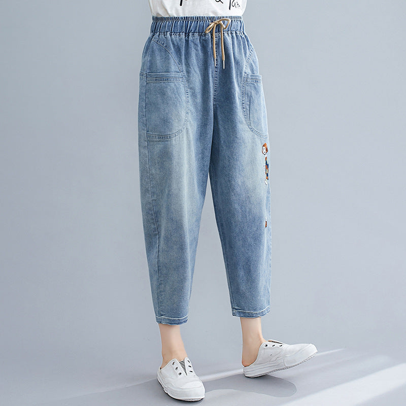 Vintage Embroidery Summer Jeans for Women