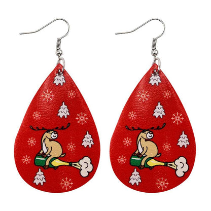 Christmas Style Water-drop Snowflake Earring 2 Sets