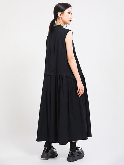 Casual Stand Collor Cotton Elegant Dresses