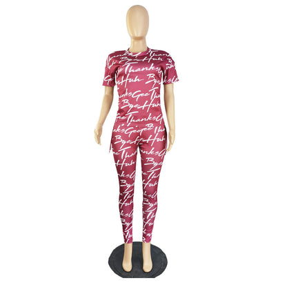 Sexy Summer Short Sleeves Two Pieces Suits