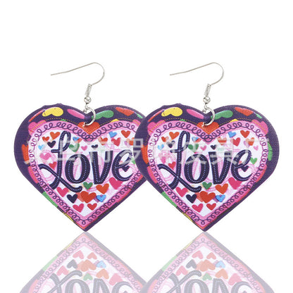 3pcs/Set Pu Leather Sweetheart Design Pink Earrings for Women