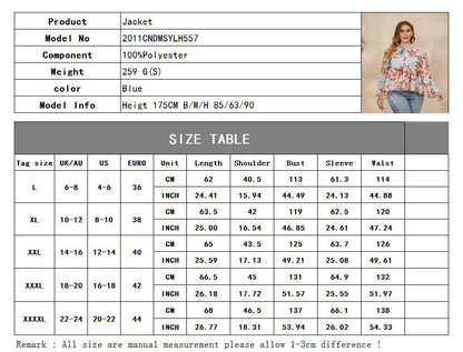 Fashion Floral Print Plus Sizes Long Sleeves Shirts
