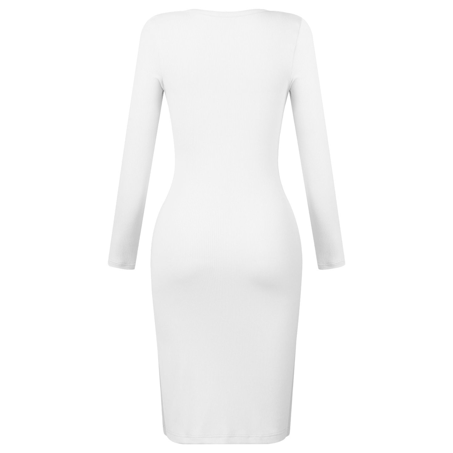 Elegant Button Design Long Sleeves Dresses