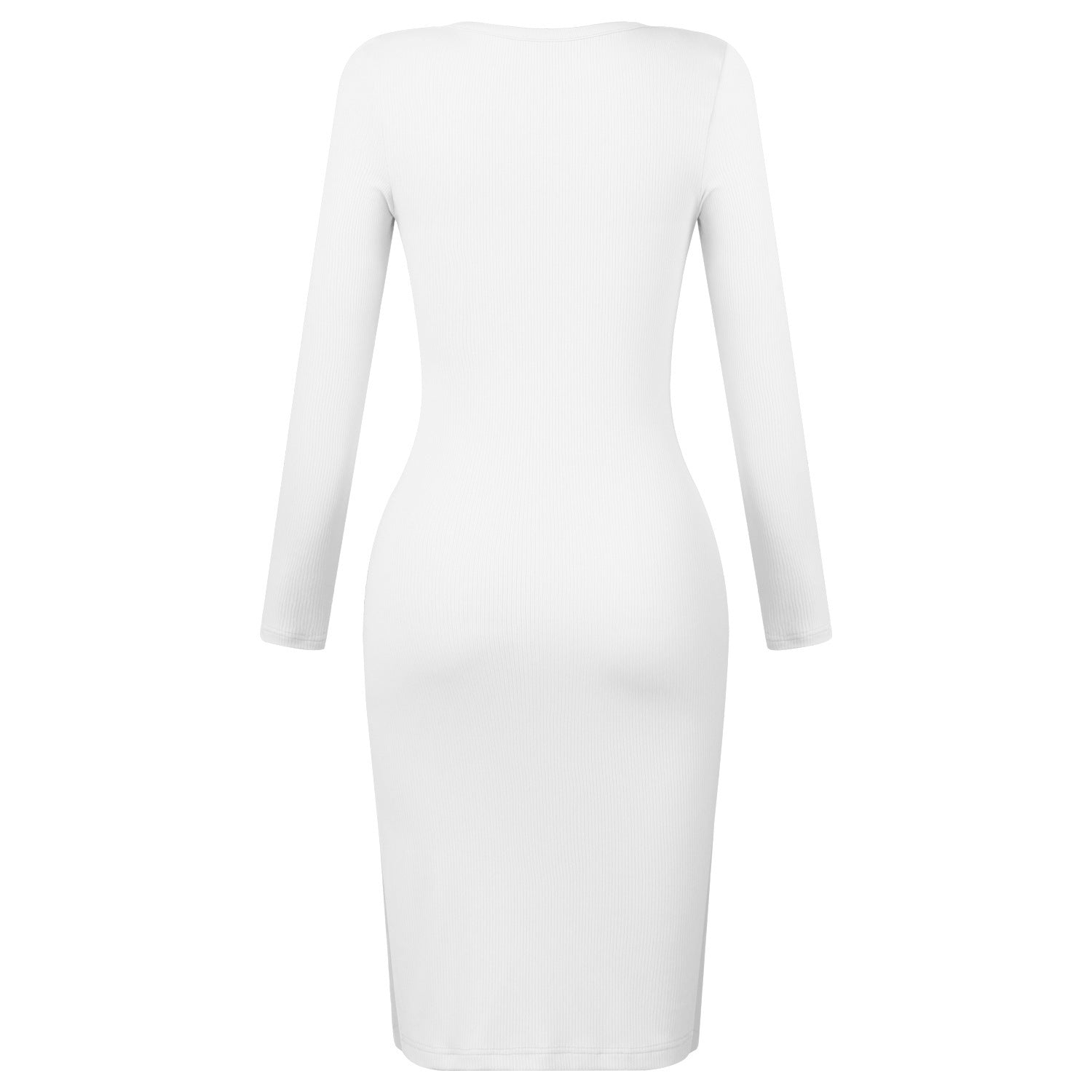 Elegant Button Design Long Sleeves Dresses