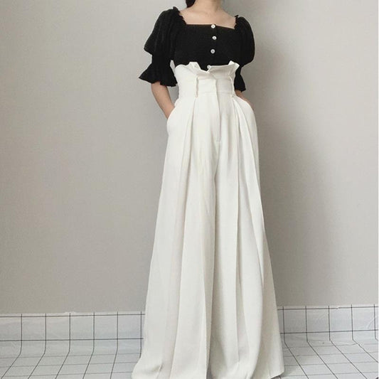 Casual High Waist Loose Straight Pants-STYLEGOING