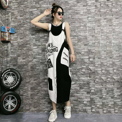 Black and White Street Style Romper Dresses
