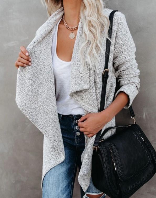 Casual Pocket Midi Length Fall Overcoat-STYLEGOING