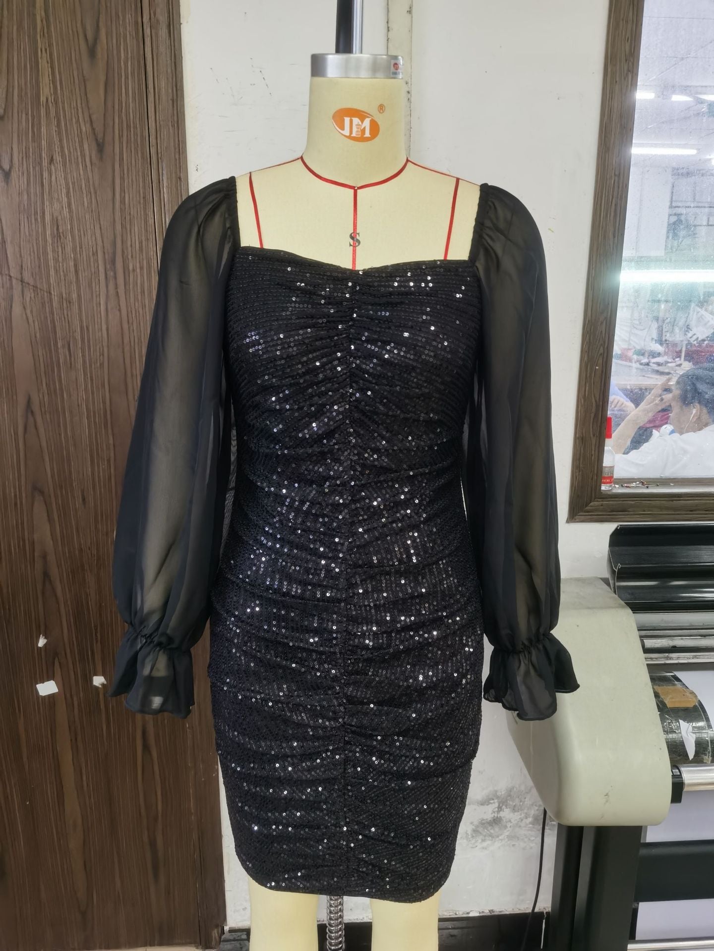 Sexy Chiffon Black Long Sleeves Mini Dresses