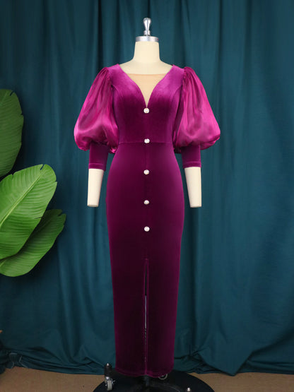 Vintage Split Front Lady Party Dresses
