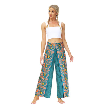 Casual Floral Print Women Yoga Loose Pants