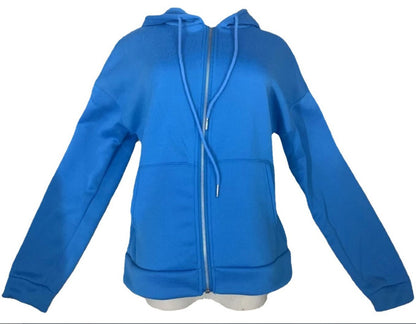 Casual Zipper Velvet Long Sleves Women Hoody Tops