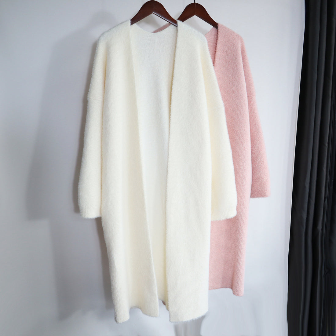 Classy Women Mink Wool Design Long Outerwear