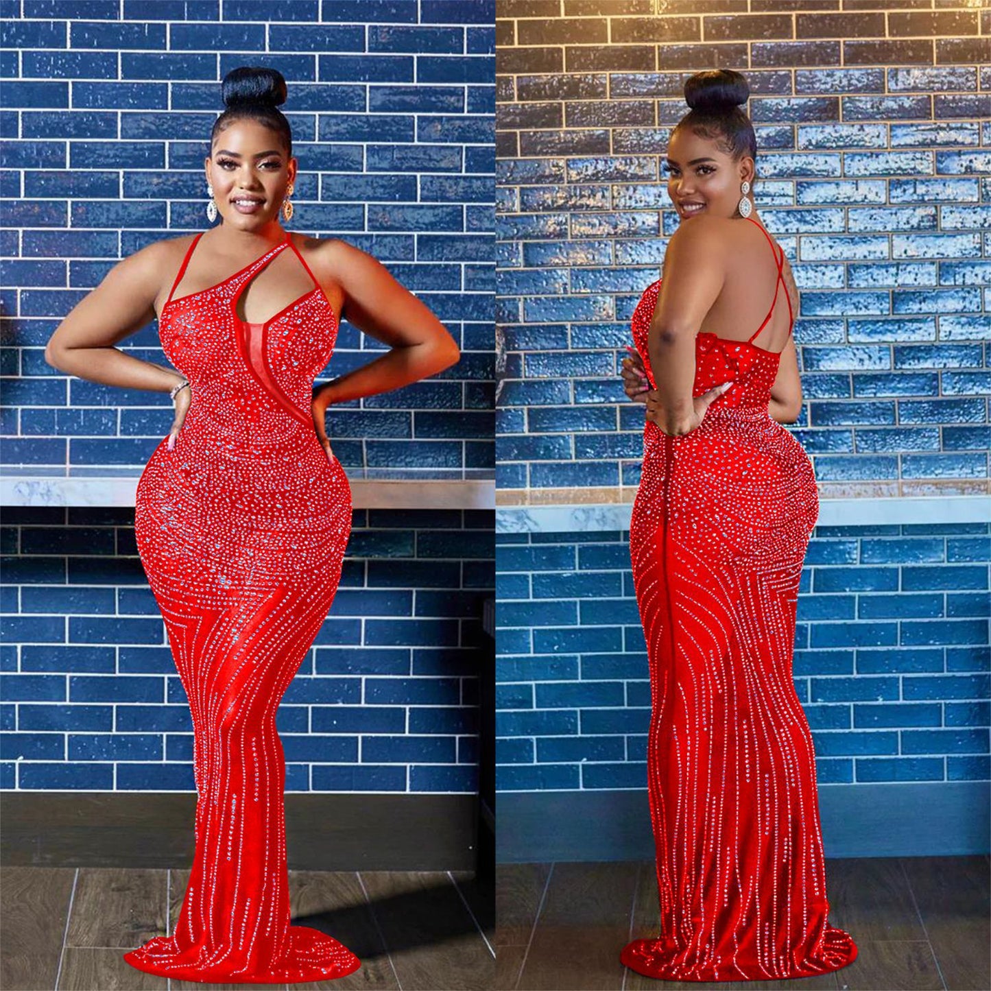 Sexy Diamond Sleeveless Long Evening Party Dresses