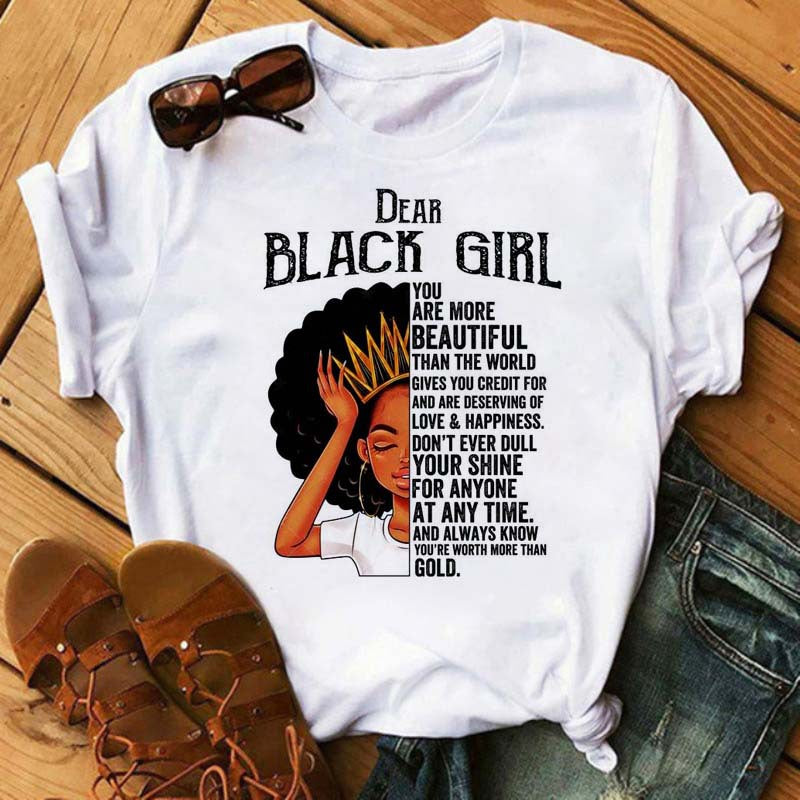 African Girl Women Short Sleeves T Shirts