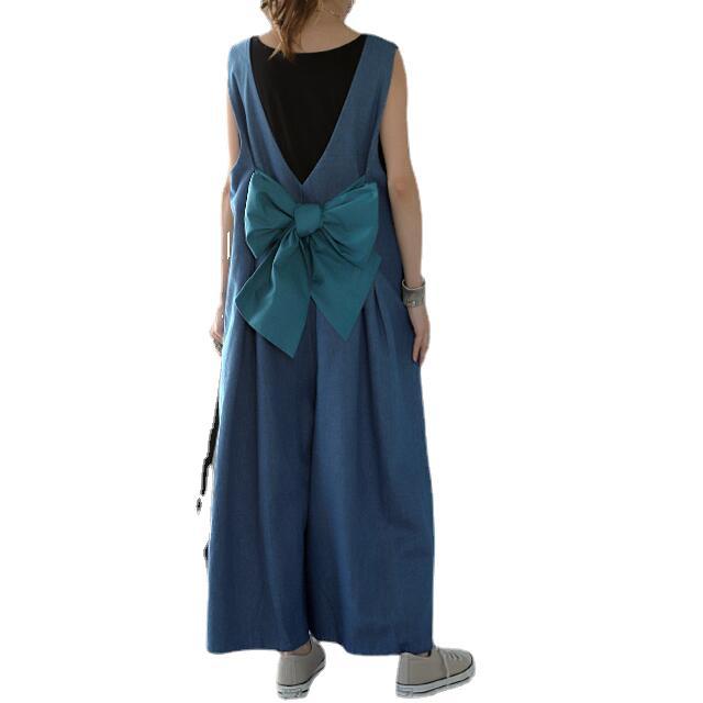 Leisure Wide Legs Rompers with Bow Design