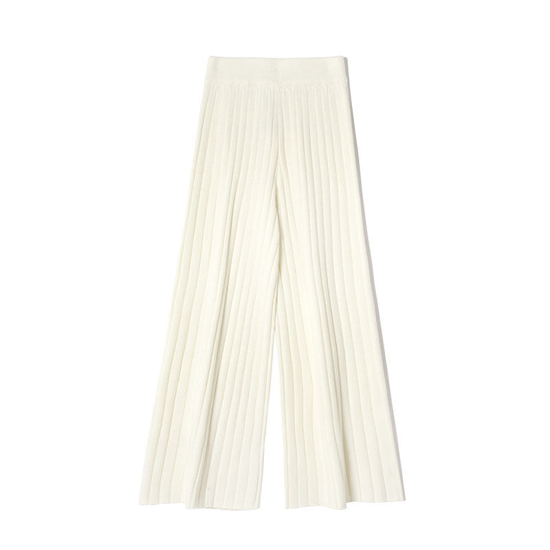 Fashion White Knitted Loose Long Pants