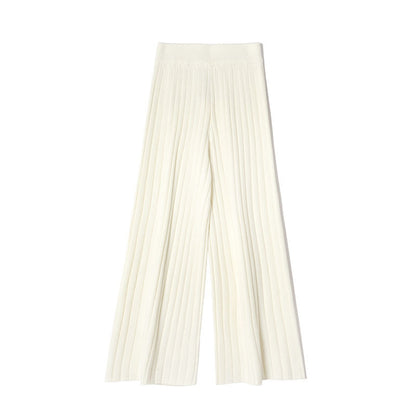 Fashion White Knitted Loose Long Pants