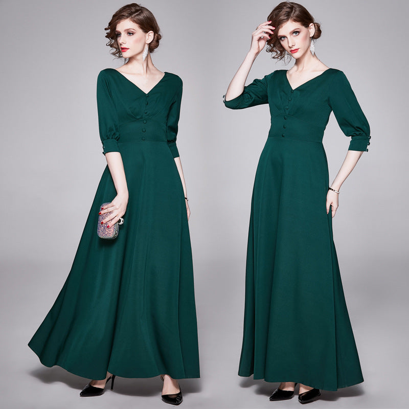 Elegant V Neck Long Evening Party Dresses