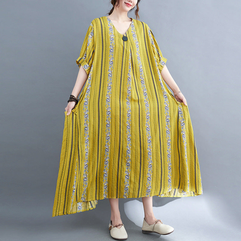 Summer Linen Plus Sizes Women Long Dresses