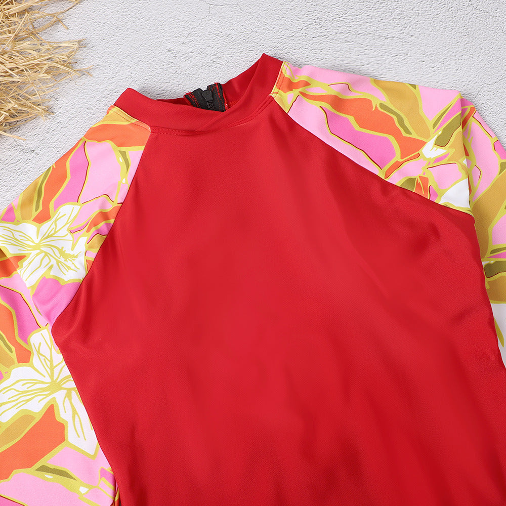 Red Long Sleeves Bikini Wet Suits for Women
