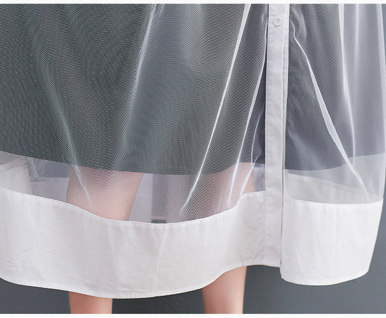 Summer Tulle Short Sleeves Plus Sizes Long Shirts Dresses