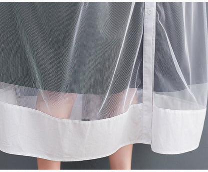 Summer Tulle Short Sleeves Plus Sizes Long Shirts Dresses