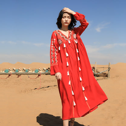 Vintage Ethnic Summer Beach Fairy Long Dresses