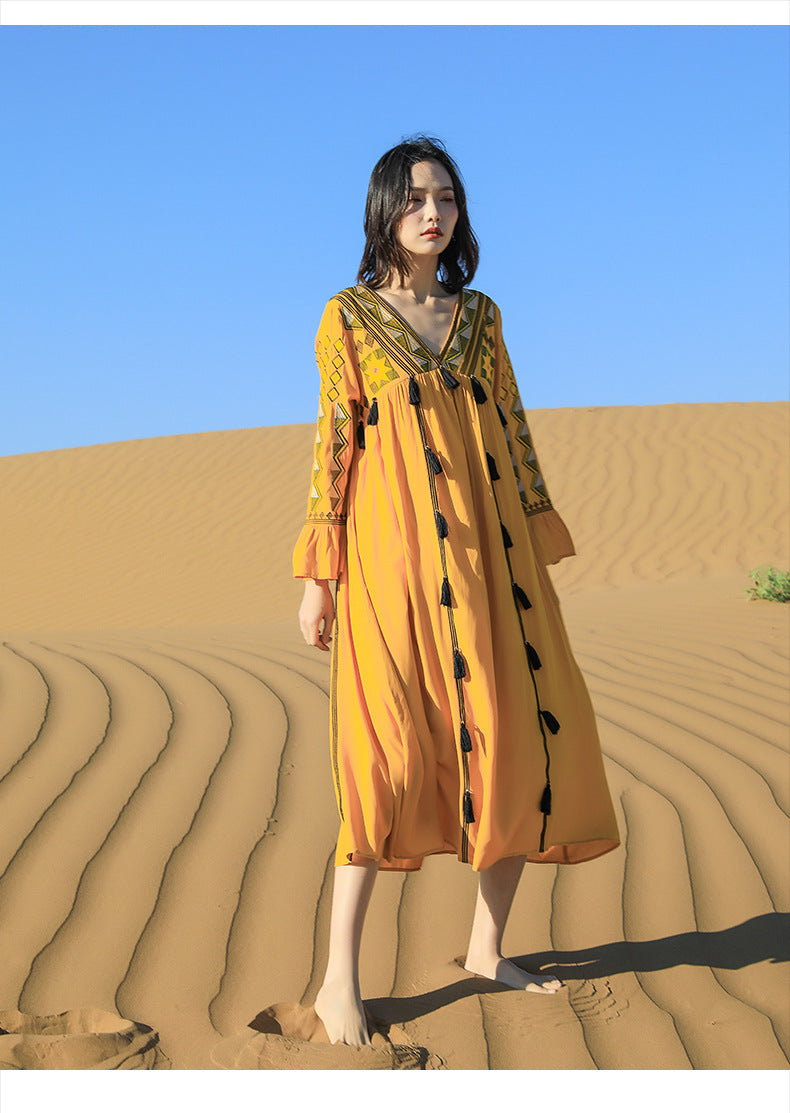 Vintage Ethnic Summer Beach Fairy Long Dresses