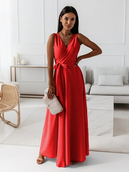 Simple Design V Neck Long Evening Party Dresses