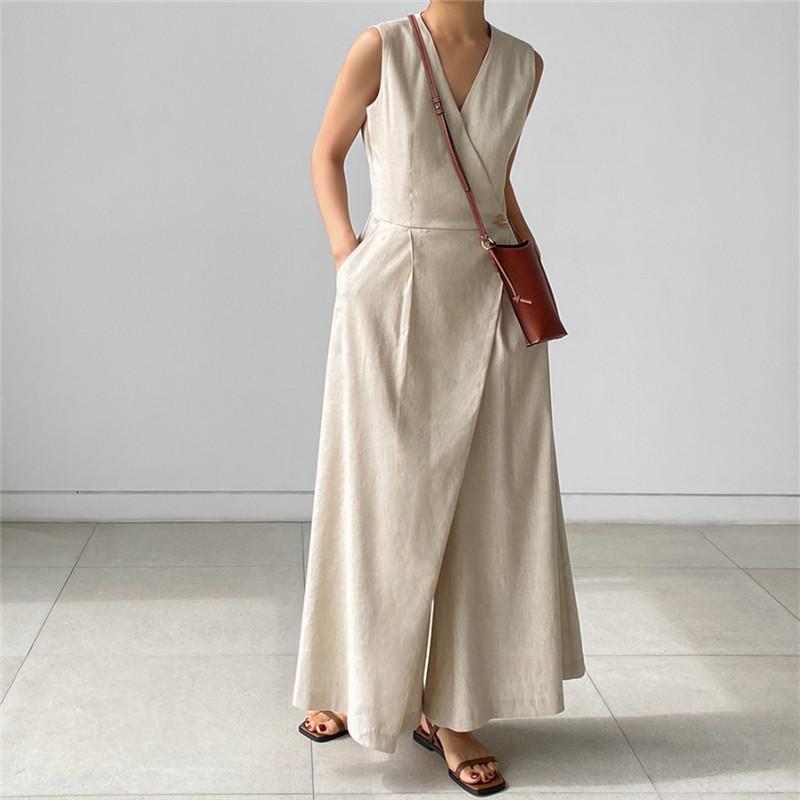 Women High Waist Casual Sleeveless Jumpsuits-STYLEGOING