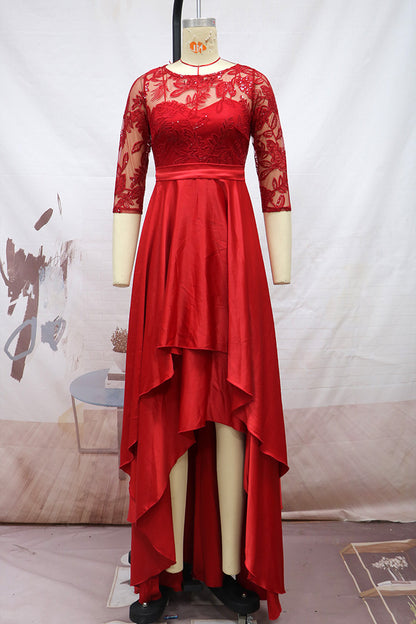 Elegant Lace Party Dresses with Brush Tail