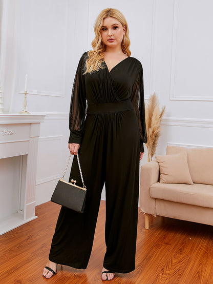 Black Casual Lace Decoration Plus Sizes Jumpsuits for Women