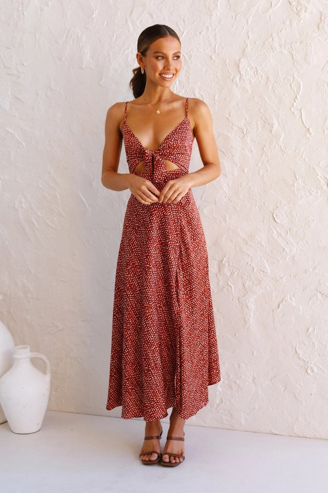 Sweety Summer Floral Print Sleeves Long Dresses