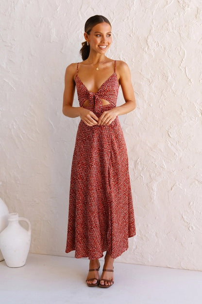 Sweety Summer Floral Print Sleeves Long Dresses