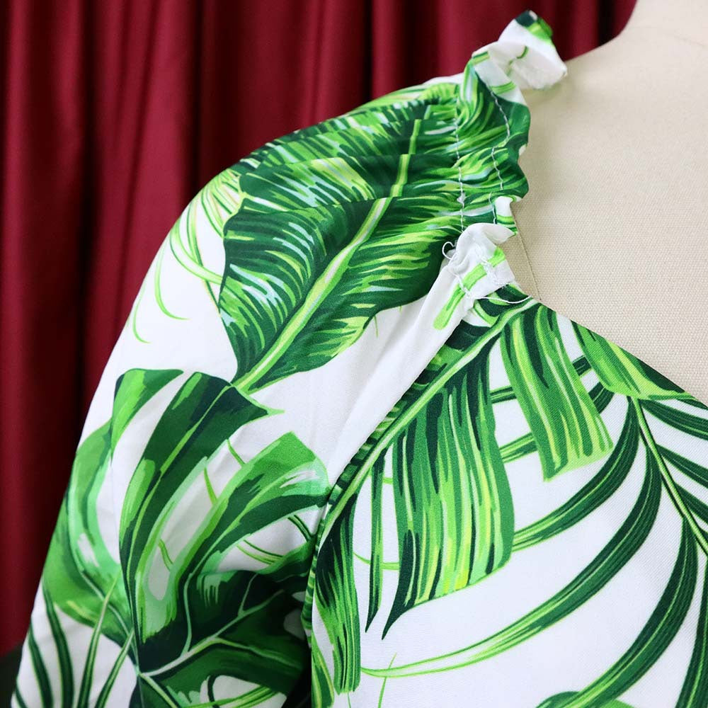 Casual Leaf Print Two Pieces Women Suits