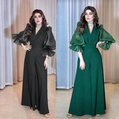Elegant V Neck Long Sleeves Jumpsuits & Rompers