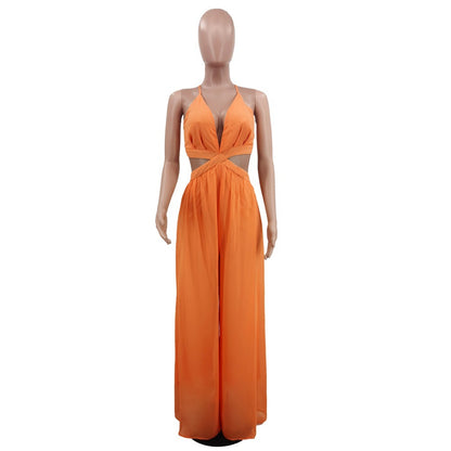 Sexy Chiffon Backless Women Jumpsuits
