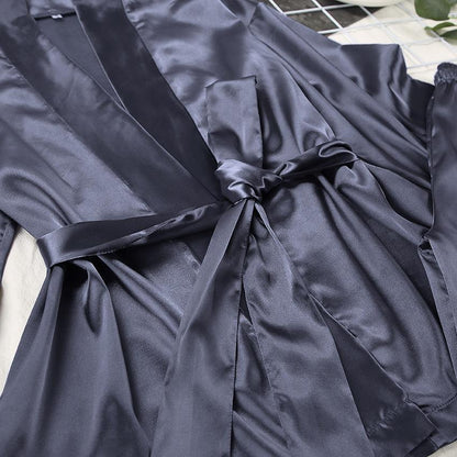 Women Satin Lace Up Fall Sleepwear Suits for Women