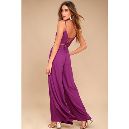 Sexy Women Summer High Waist Tops and Wide Leg Pants