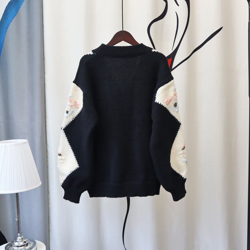 Vintage 3D Knitting Design Women Knitting Overcoats