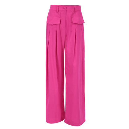 Rose Red High Waist Wide Legs Pants for Women