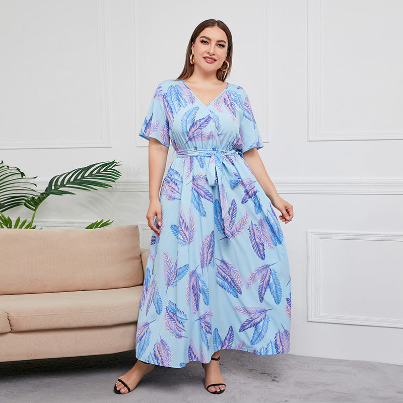 Women Floral Print Plus Sizes Dresses