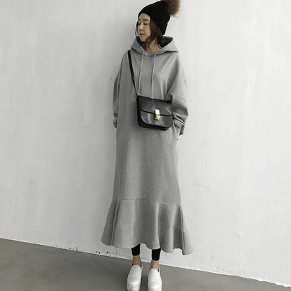 Casual Women Mermaid Long Hoodies Cozy Dresses