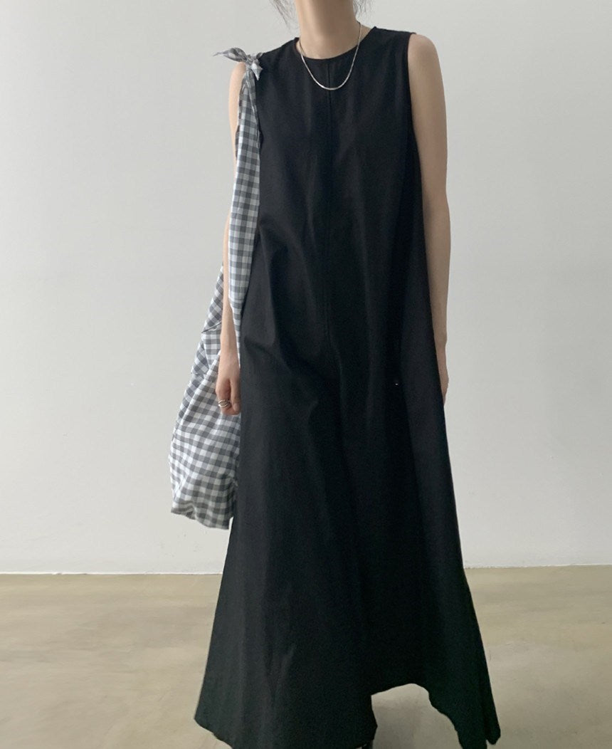 Vintage Cozy Sleeveless Vest Long Dresses with Pockets