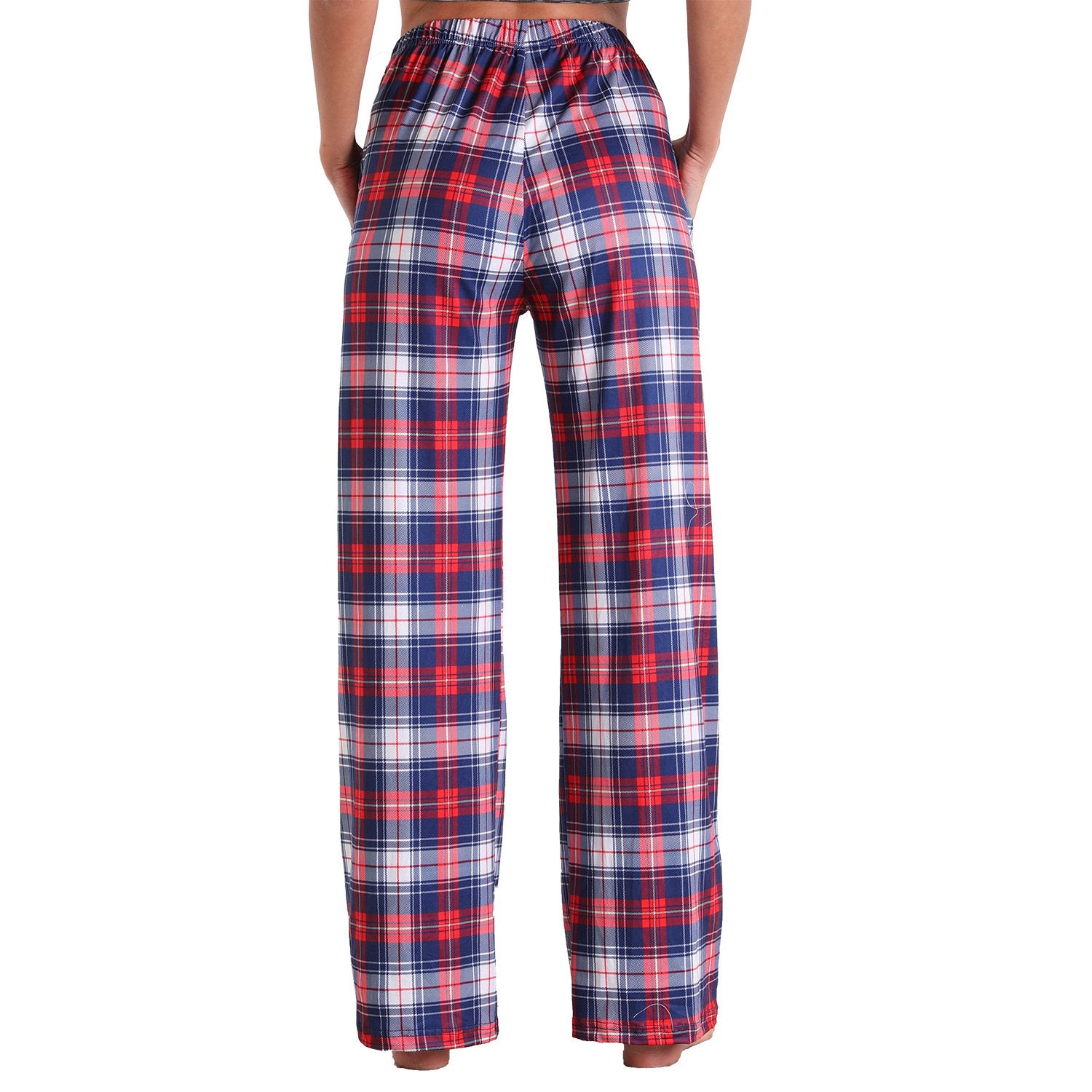 Causal Plaid Women Pajamas Pants Elastic Cord