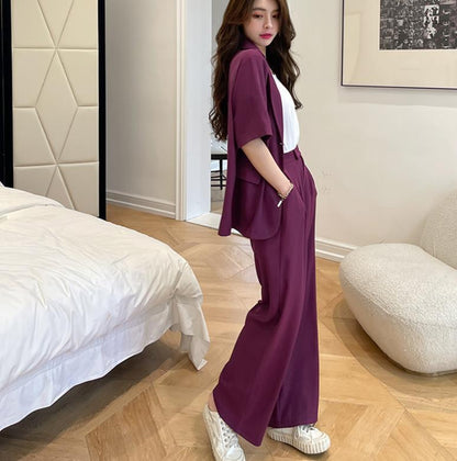 Casual Summer Designed Sets Short Sleeves Blazers and Pants