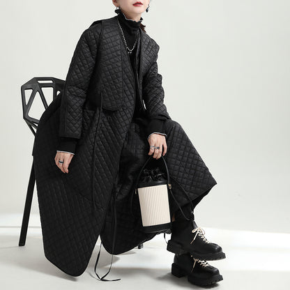 Black Cotton Winter Women Overcoats